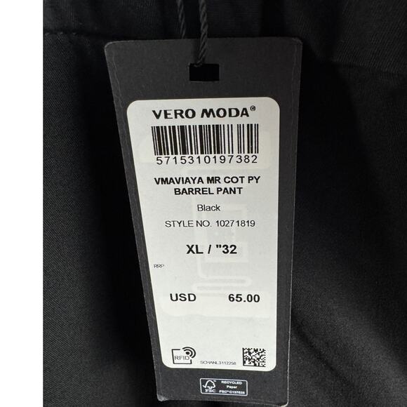 Vera Moda Womens XL "32 Black Barrel Pants Rolled Cuffs NWT Business Casual - Picture 11 of 13